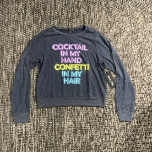 Wildfox Tops - Wildfox NEW Cocktail In My Hand Confetti In My Hair Graphic Pullover Sweater